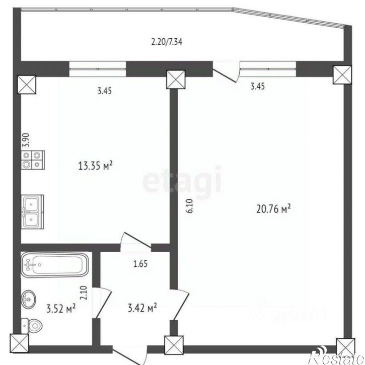 1-комн квартира улица Кирова, 13А,  д. 13А