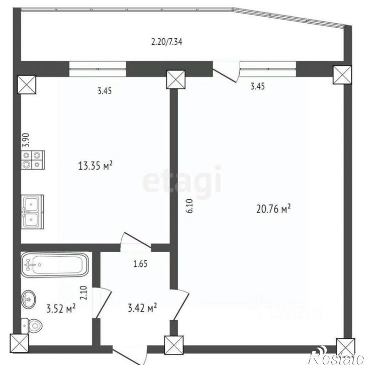 1-комн квартира улица Кирова, 13А,  д. 13А