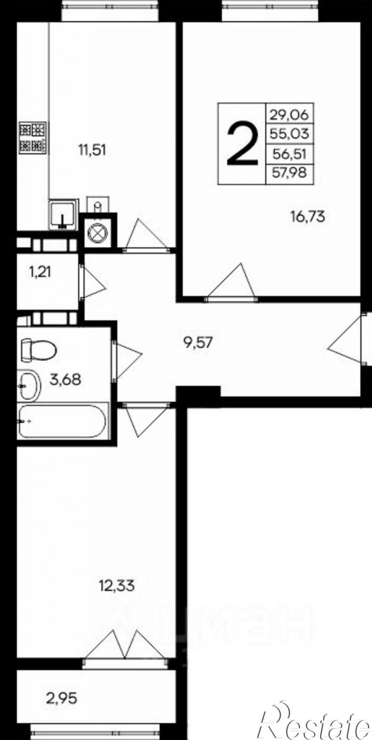 2-комн квартира в новом доме улица Согласия, 39,  д. 39
