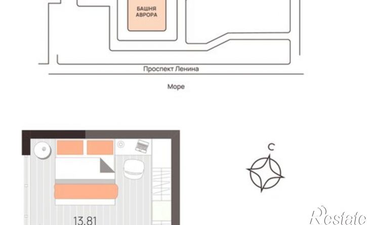 1-комн квартира в новом доме проспект Ленина, 60