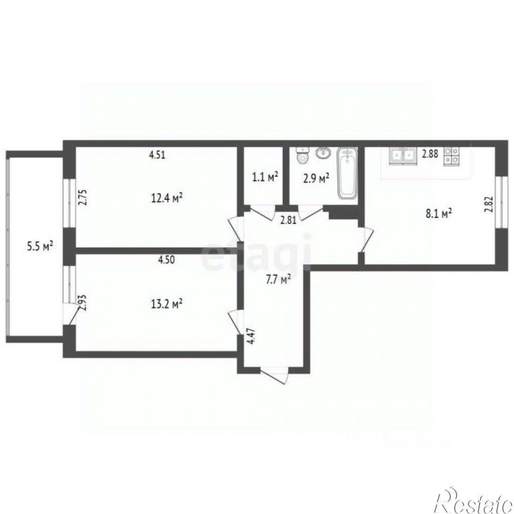 2-комн квартира улица Короленко, 4,  д. 4