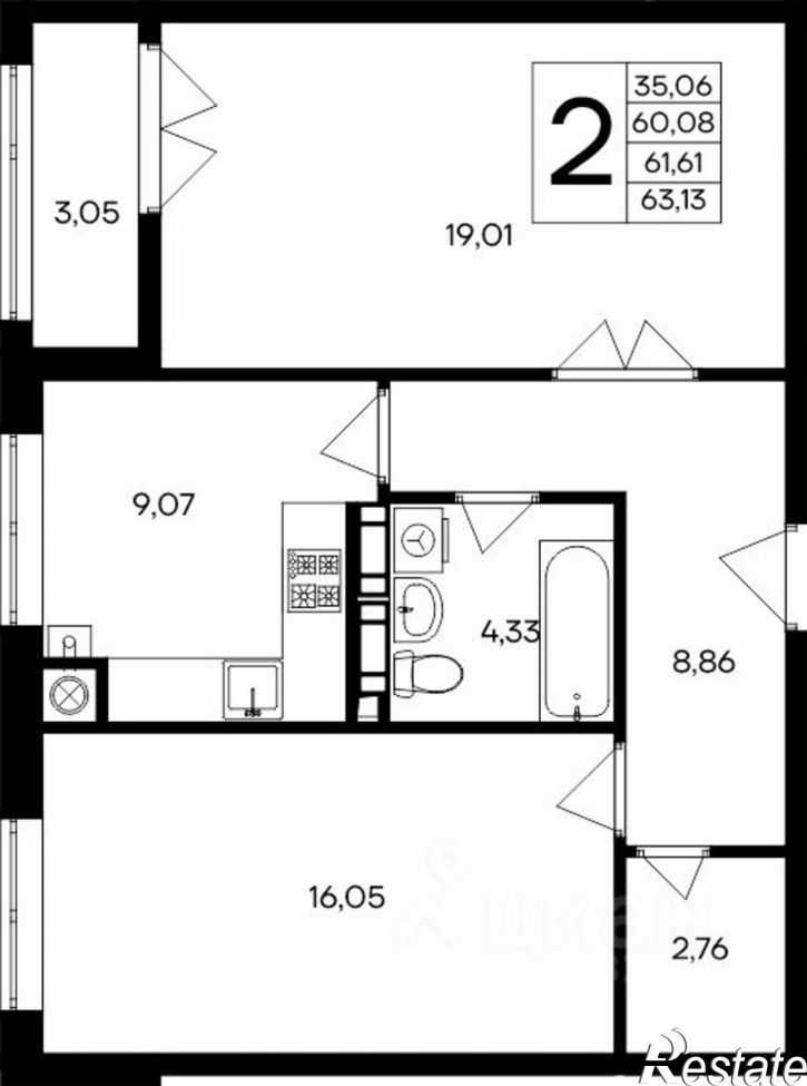 2-комн квартира в новом доме ул Согласия, 39,  д. 39