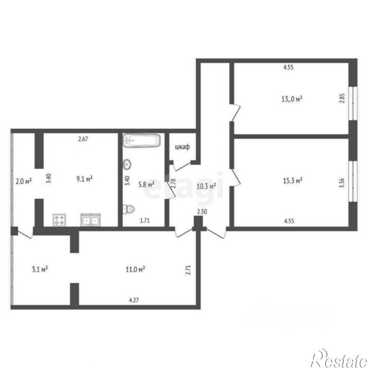 3-комн квартира ул Серова, 80,  д. 80