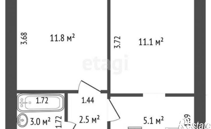 2-комн квартира улица Конституции, 36,  д. 36
