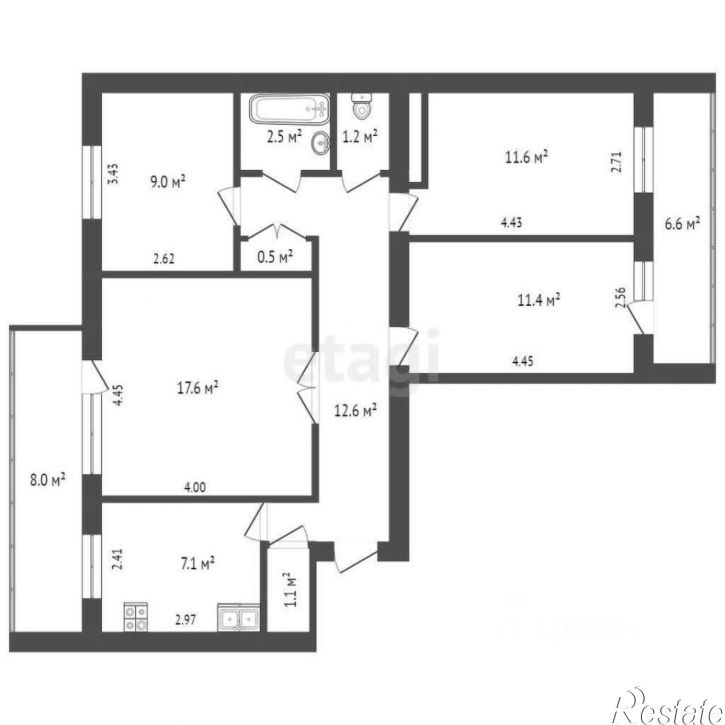 4-комн квартира улица Чапаева, 55,  д. 55