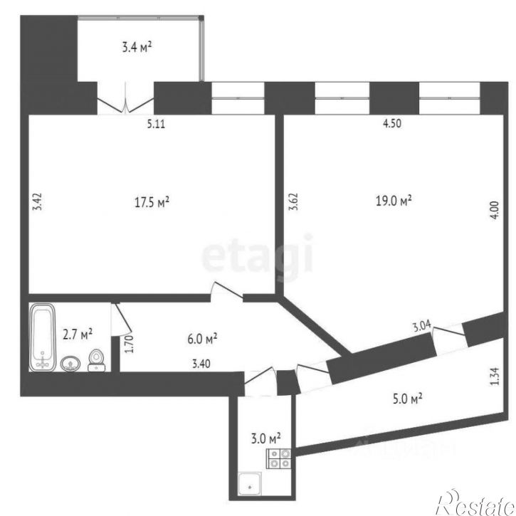 2-комн квартира улица Пушкина, 3,  д. 3