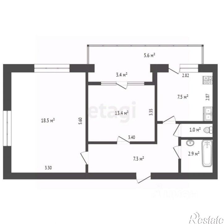2-комн квартира ул Молодежная, 2,  д. 2