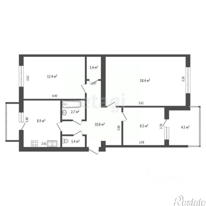 3-комн квартира пр-кт Победы, 54,  д. 54
