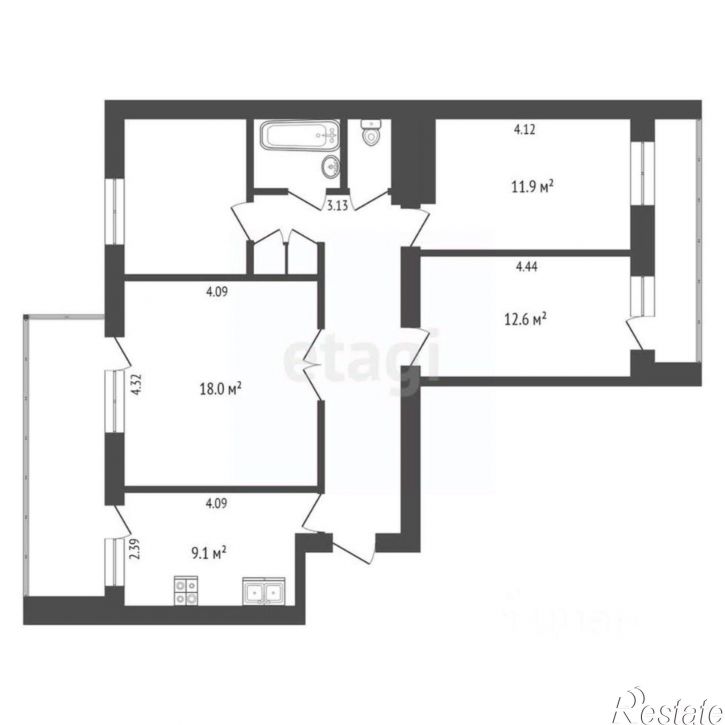 4-комн квартира ул Луговая, 15,  д. 15