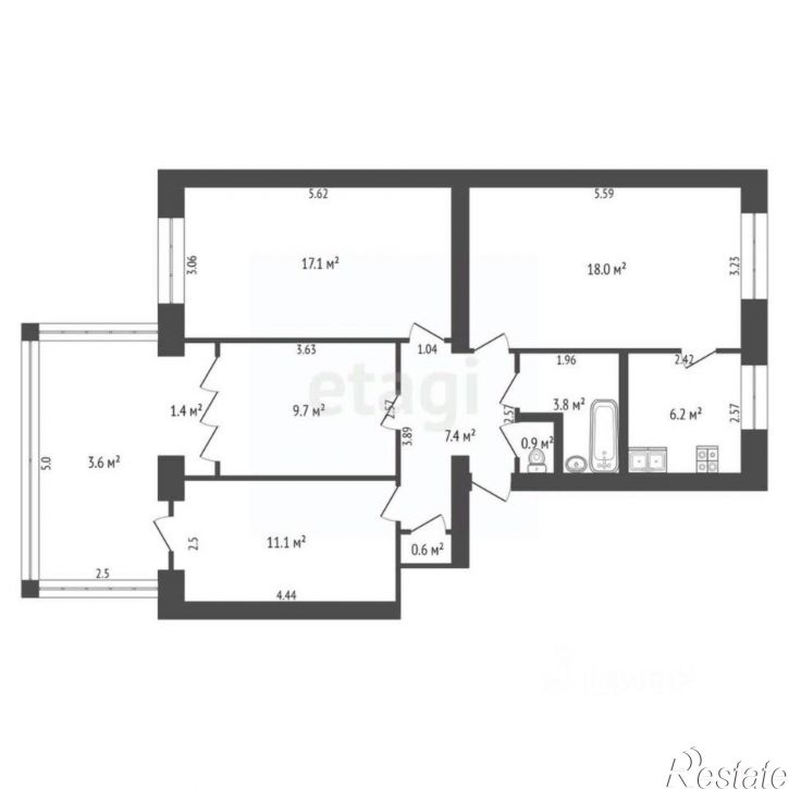 4-комн квартира улица Демышева, 156,  д. 156