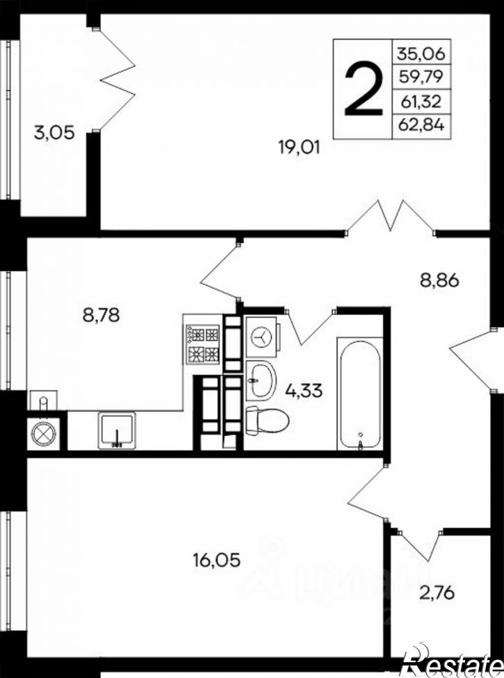 2-комн квартира в новом доме ул Согласия, 39,  д. 39