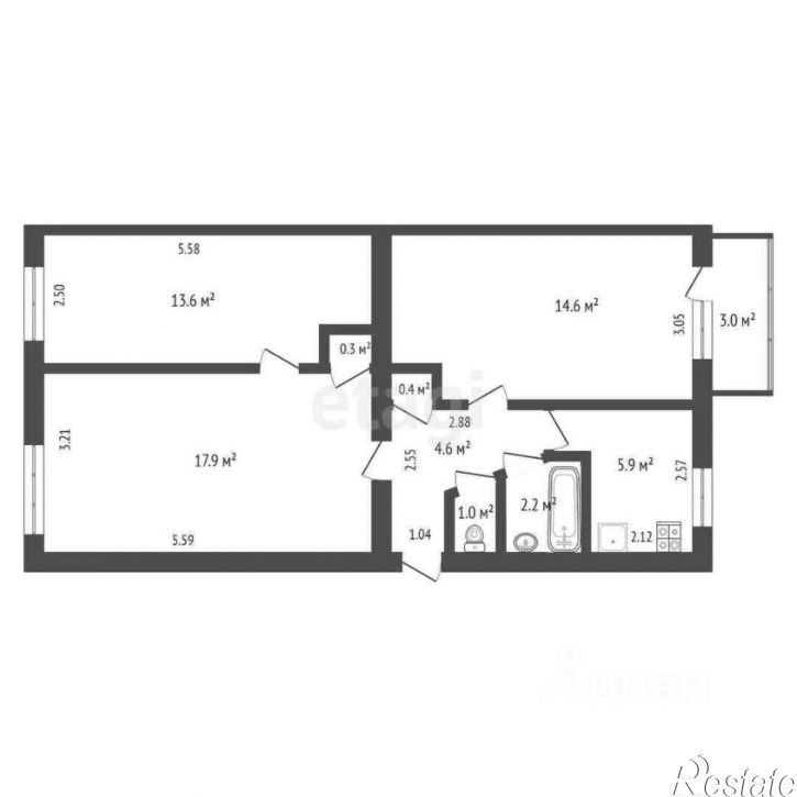 3-комн квартира улица Конституции, 5,  д. 5