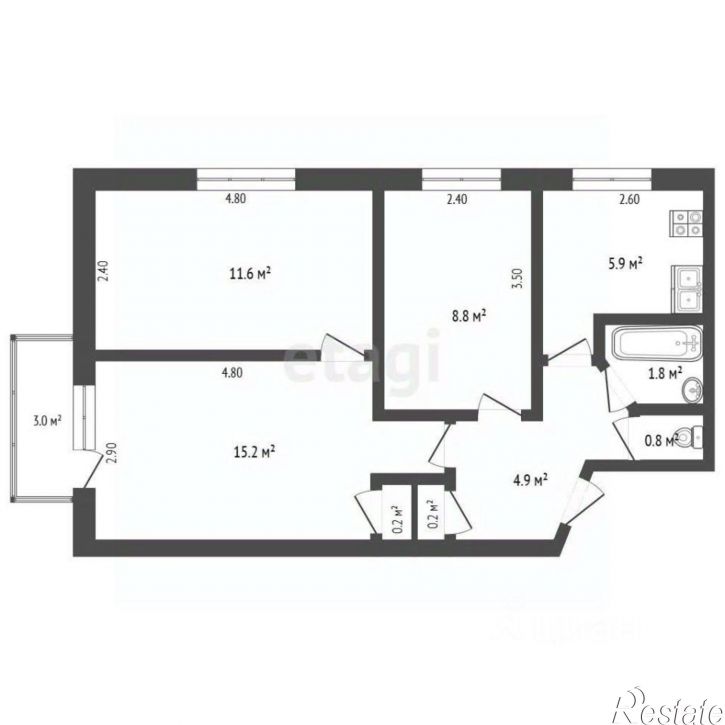 3-комн квартира ул Адмирала Кантура, 1,  д. 1