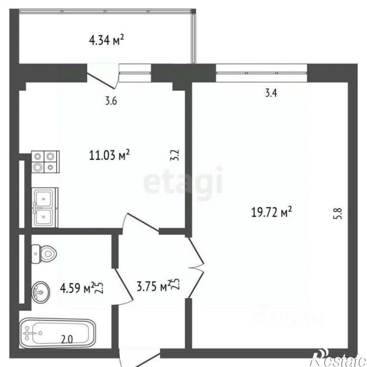 1-комн квартира улица 9-го Мая, 90,  д. 90