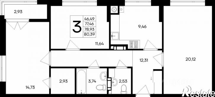 3-комн квартира в новом доме ул Согласия, 39,  д. 39