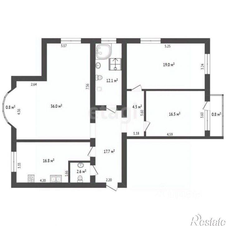 3-комн квартира Московская улица, 22В,  д. 22В