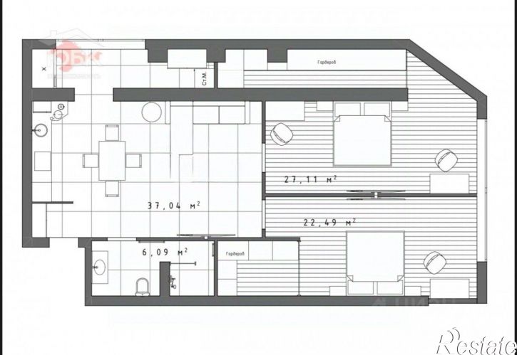 2-комн квартира улица Толстого, 38А,  д. 38А