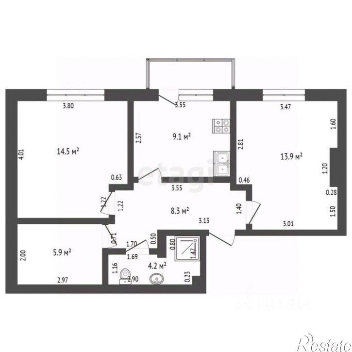 2-комн квартира пр-кт Победы, 87Б 1,  д. 87Б 1,  к. 1