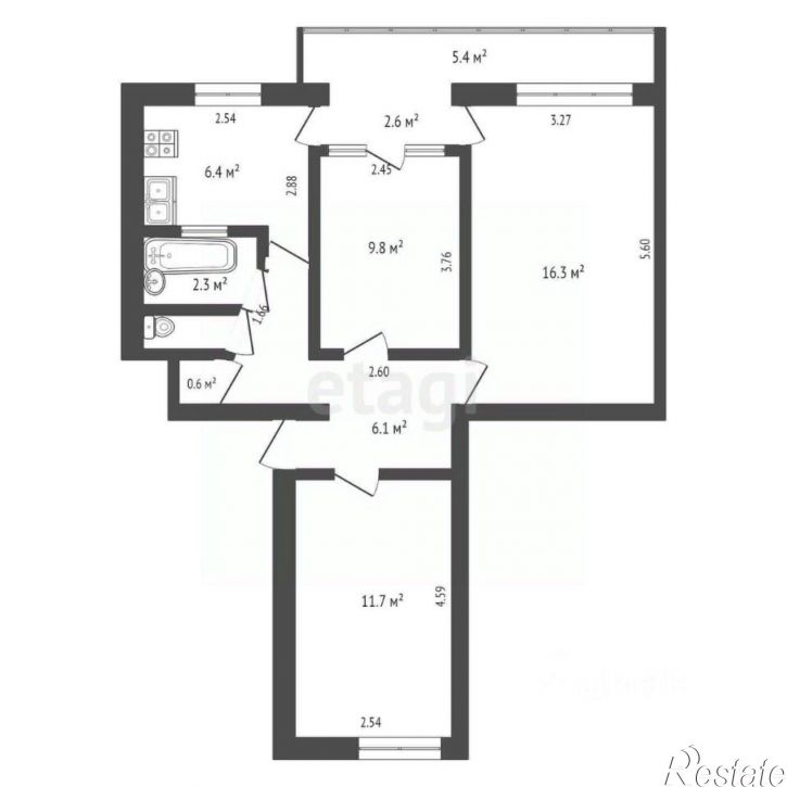 3-комн квартира Новосёловская улица, 3,  д. 3