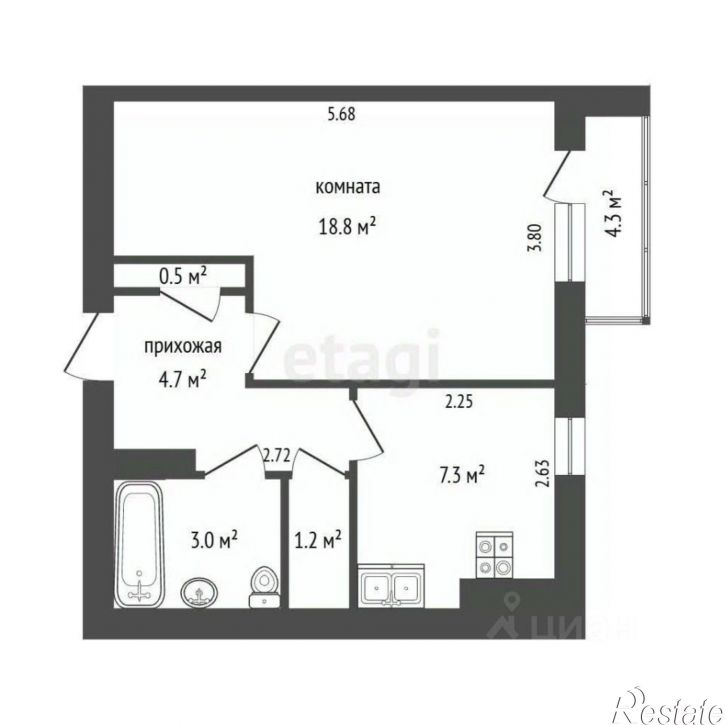 1-комн квартира проезд 9-го Мая, 3,  д. 3