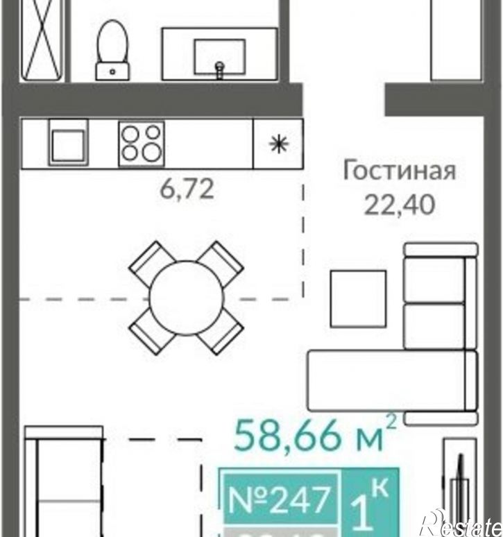 1-комн квартира ул Симферопольская, 2,  д. 2