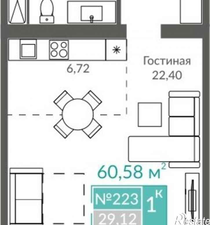 1-комн квартира ул Симферопольская, 2,  д. 2