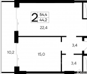 2-комн, 54 кв м, этаж 8/12 улица Кирова, 35