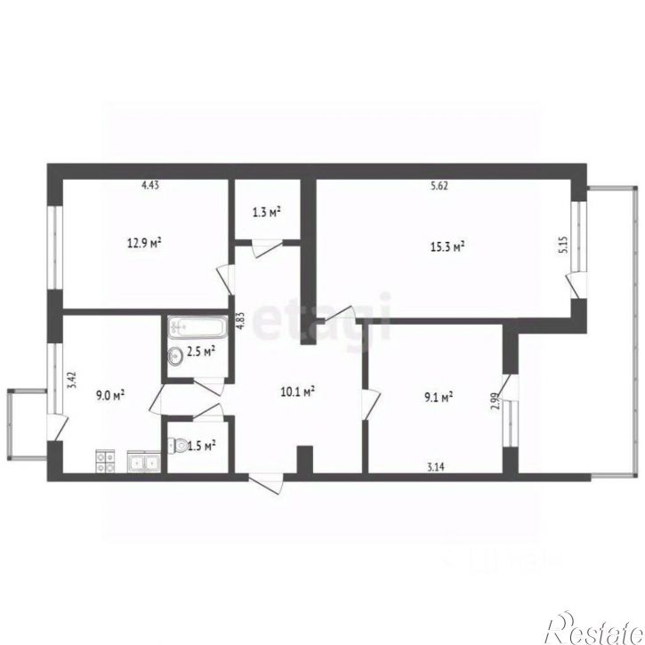 3-комн квартира ул Луговая, 9,  д. 9