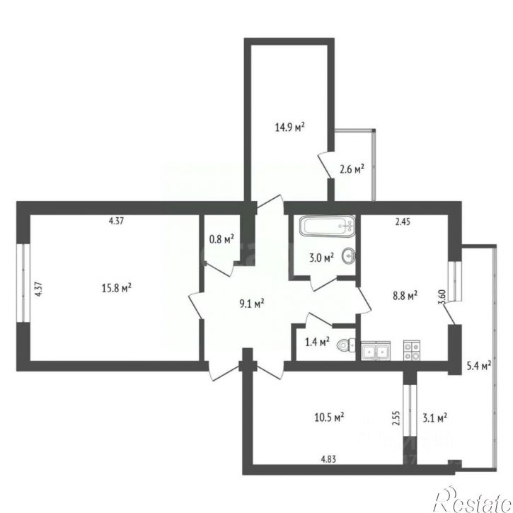 3-комн квартира ул им.Гайдара, 62,  д. 62