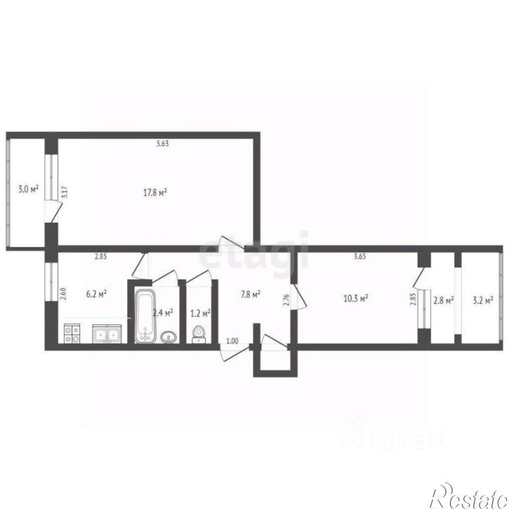 2-комн квартира ул им.60-летия ВЛКСМ, 2/112,  д. 2/112