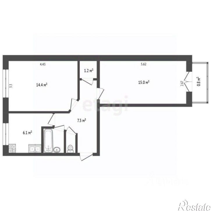 2-комн квартира Советский пр-д, 1,  д. 1