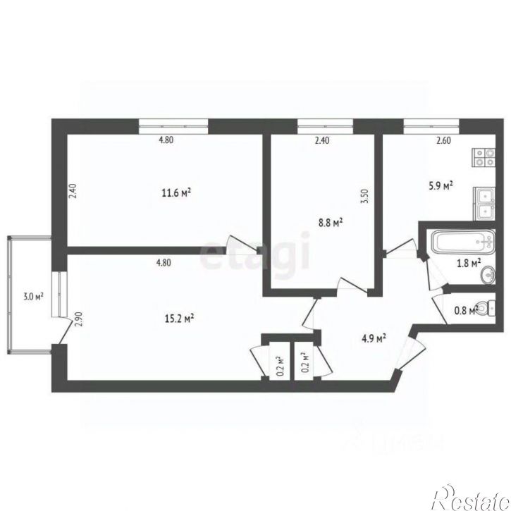 3-комн квартира ул Адмирала Кантура, 1,  д. 1