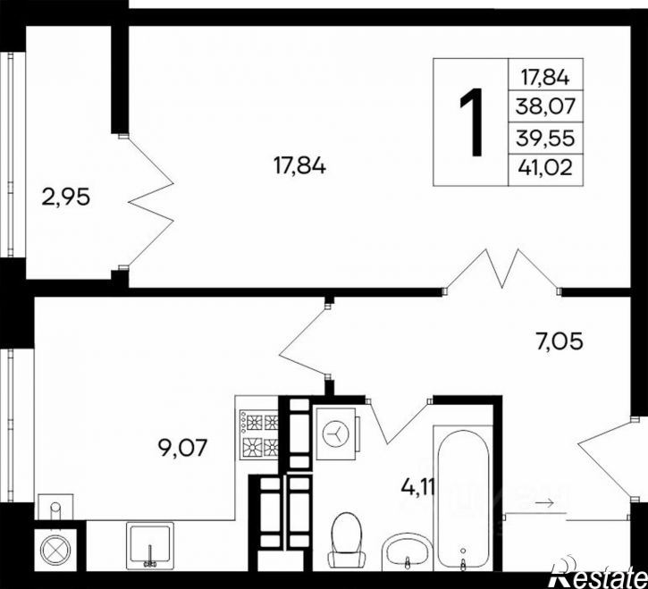 1-комн квартира в новом доме ул Согласия, 39,  д. 39
