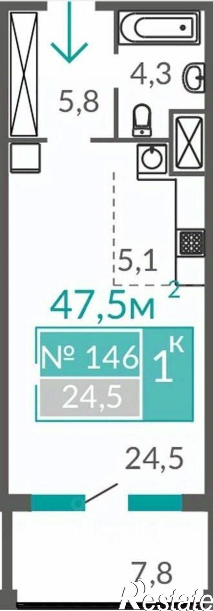 1-комн квартира в новом доме ул Симферопольская, 2,  д. 2