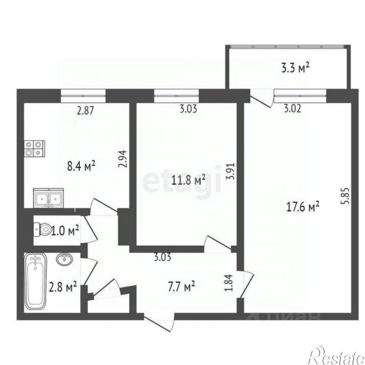 2-комн квартира ул Сырникова, 24,  д. 24
