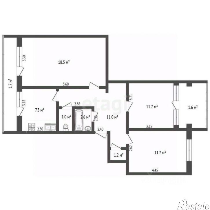 3-комн квартира ул Молодежная, 1,  д. 1