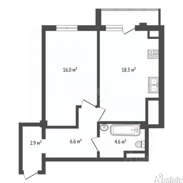 1-комн квартира ул Полупанова, 34,  д. 34