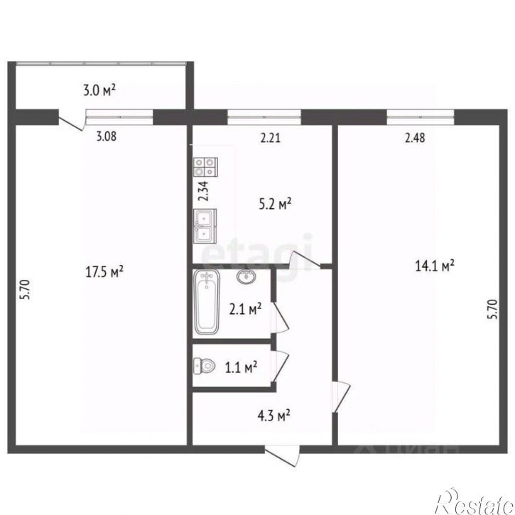 2-комн квартира пр-кт Мира, 3,  д. 3