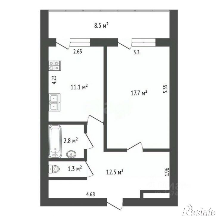 1-комн квартира ул им.9-го Мая, 53,  д. 53