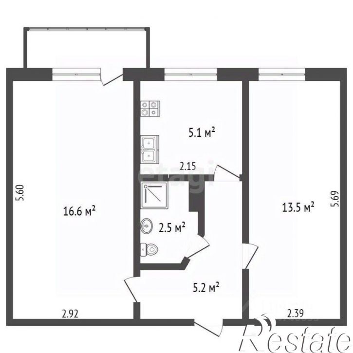 2-комн квартира улица 60-летия Октября, 16,  д. 16