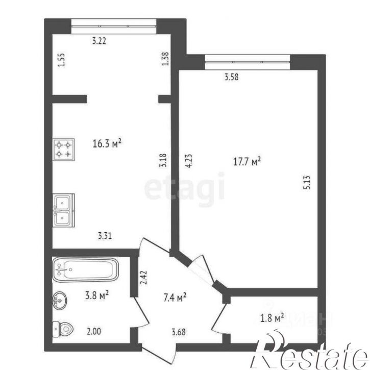 1-комн квартира проспект Победы, 48,  д. 48
