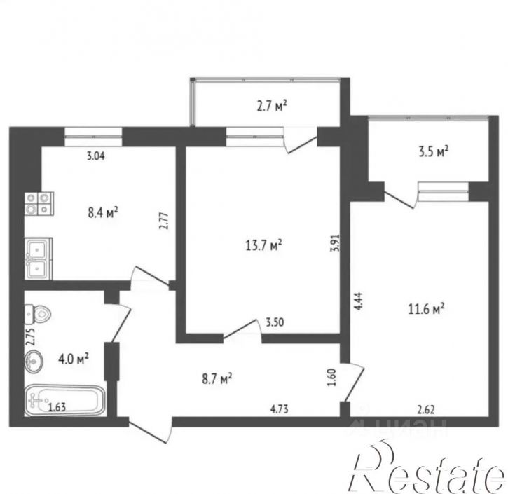 2-комн квартира улица 9-го Мая, 55А,  д. 55А