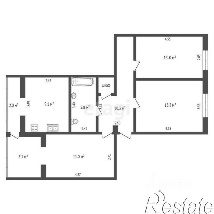 3-комн квартира улица Серова, 80,  д. 80