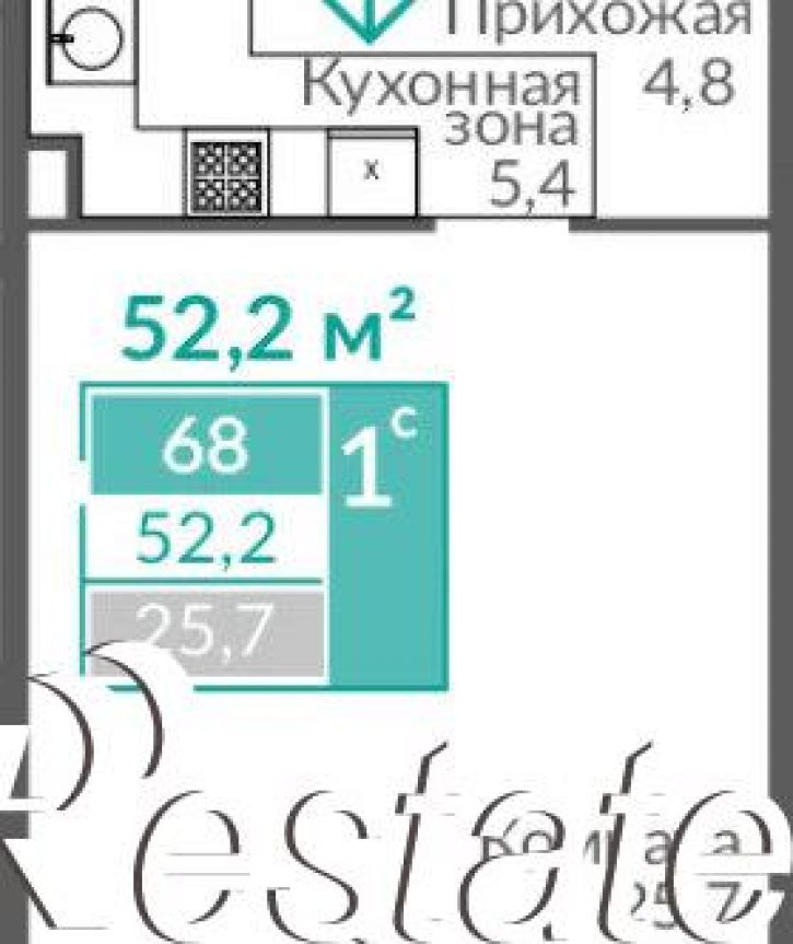 1-комн квартира Симферопольская улица, 2Х,  д. 2Х