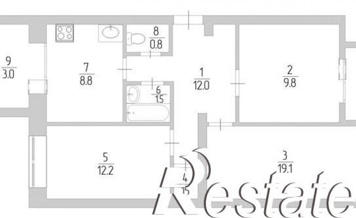 3-комн квартира Перекопская улица, 15А,  д. 15А